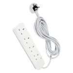 2m Electric Extension Lead - 4 Gang Power Strip with UK Plug & 3 Pin Sockets - Heavy Duty Extension Cable