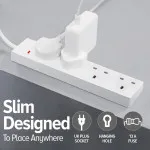 2m Electric Extension Lead - 4 Gang Power Strip with UK Plug & 3 Pin Sockets - Heavy Duty Extension Cable