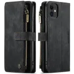 iPhone 11 Leather Wallet Zipper Case with Card Slots and Cash Compartment