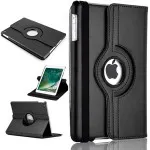 iPad 9.7 360 Case PU Leather Stand Case slim Fit Folio Case A1674 Case A1675 Case A1673 Case (Black)
