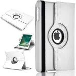 iPad 9.7 360 Case PU Leather Stand Case slim Fit Folio Case (White)