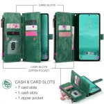 Zipper Pocket Samsung Galaxy S25 Leather Wallet Case - Fast UK Delivery