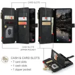 Zipper Pocket Samsung Galaxy S25 Leather Wallet Case - Fast UK Delivery