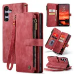 Luxury Samsung Galaxy S25 Plus Leather Wallet Case with Zipper Pocket