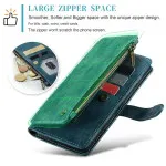 Samsung Galaxy S24 Flip Wallet Leather Case with Secure Zipper & Kickstand