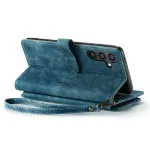 Samsung Galaxy S24 Flip Wallet Leather Case with Secure Zipper & Kickstand