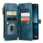 Samsung Galaxy S24 Flip Wallet Leather Case with Secure Zipper & Kickstand