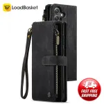 Shockproof Samsung Galaxy S24 FE Leather Wallet Case with Zipper Pocket