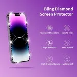 Glitter Diamond Bling Sparkling Tempered Glass for iPhone 14, 14 Plus, 14 Pro, 14 Pro Max | Diamond Screen Protector