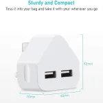 Dual USB Charger 3 Pin Mains 2.1Amp Fast Triangle Wall Plug UK Adapter