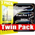 2 Pack Tempered Glass Screen Protector for iPad Air 11 Pro 11 (2024-2018) Apple Pencil Pro Compatible