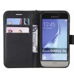 Samsung J1 Case (2016) Synthetic Leather Flip Stand Black Book Cover