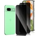 Google Pixel 8a Privacy Glass Screen Protector [2 Pack] | Anti-Spy 9H Tempered Glass with Fingerprint Unlock