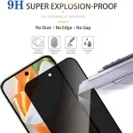 Google Pixel 8a Privacy Glass Screen Protector [2 Pack] | Anti-Spy 9H Tempered Glass with Fingerprint Unlock