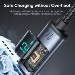 DCN02 2.4A USB-A to Lightning Fast Charging Cable 1.2m with Digital Display - Black | iPhone Charger Lead | Free Shipping UK