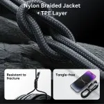DCN02 2.4A USB-A to Lightning Fast Charging Cable 1.2m with Digital Display - Black | iPhone Charger Lead | Free Shipping UK