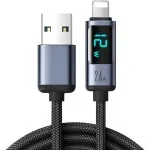 DCN02 2.4A USB-A to Lightning Fast Charging Cable 1.2m with Digital Display - Black | iPhone Charger Lead | Free Shipping UK