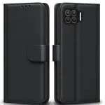 Oppo F17 Leather Phone Case Black - Wallet Magnetic Closure Cover