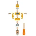 Janod Brico’Kids Wooden Robot Construction Toy – DIY Build & Play Set for Kids, Model-J06473