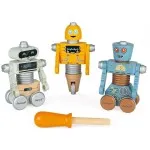 Janod Brico’Kids Wooden Robot Construction Toy – DIY Build & Play Set for Kids, Model-J06473