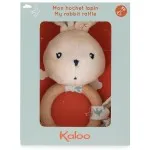 Kaloo Plush Rabbit Baby Rattle – Wooden Ring Toy with Gentle Squeaker, K216001