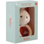 Kaloo Plush Rabbit Baby Rattle – Wooden Ring Toy with Gentle Squeaker, K216001