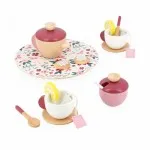 Janod Twist Wooden Tea Set J06631 – 16 Piece Pretend Play Tea Party Toy for Kids Age 2+