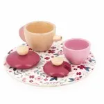 Janod Twist Wooden Tea Set J06631 – 16 Piece Pretend Play Tea Party Toy for Kids Age 2+