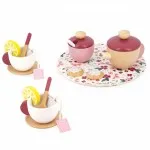 Janod Twist Wooden Tea Set J06631 – 16 Piece Pretend Play Tea Party Toy for Kids Age 2+