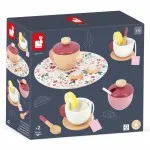 Janod Twist Wooden Tea Set J06631 – 16 Piece Pretend Play Tea Party Toy for Kids Age 2+