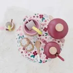 Janod Twist Wooden Tea Set J06631 – 16 Piece Pretend Play Tea Party Toy for Kids Age 2+
