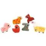 Janod Chunky Wooden Puzzle – Farm Animals, 7 Pieces, Early Learning Toy