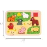 Janod Chunky Wooden Puzzle – Farm Animals, 7 Pieces, Early Learning Toy