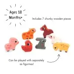 Janod Chunky Wooden Puzzle – Farm Animals, 7 Pieces, Early Learning Toy