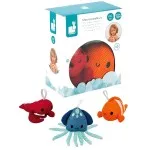 Janod Seafoam Paddlers – 3 Sea Creature Bath Toys for Kids, J04731