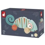 Janod Tropik Pull-Along Chameleon – Wooden Walking Toy for Toddlers (12m+) J08264