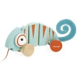 Janod Tropik Pull-Along Chameleon – Wooden Walking Toy for Toddlers (12m+) J08264