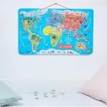 Janod Wooden Magnetic World Map Puzzle – 92 Pieces Educational Geography Game J05504