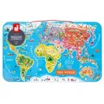 Janod Wooden Magnetic World Map Puzzle – 92 Pieces Educational Geography Game J05504