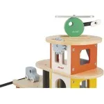 Janod Bolid Solid Wood Garage – Wooden Toy Car Garage with 3 Cars & Helicopter 2 Years+ UK J04636