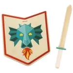Janod Dragon Knight Wooden Pretend Play Set | Shield & Sword for Children 3+