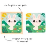 Janod Wooden Educational Puzzle | Animal Set with Hen, Cat & Rabbit for Toddlers