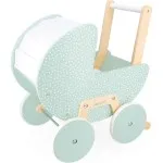 Janod FSC Wooden Doll Pram | Zen Stroller Toy with Blanket & Pillow Set