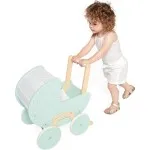 Janod FSC Wooden Doll Pram | Zen Stroller Toy with Blanket & Pillow Set