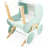 Janod FSC Wooden Doll Pram | Zen Stroller Toy with Blanket & Pillow Set