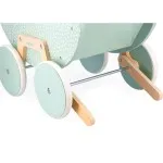 Janod FSC Wooden Doll Pram | Zen Stroller Toy with Blanket & Pillow Set