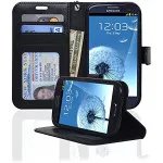 Samsung S3 Case (2012) Premium Leather Flip Wallet Stand Cover