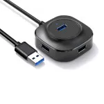 4-Port USB 2.0 Hub Round Mini Splitter – Hi-Speed Data Sync for PC & Laptop UK