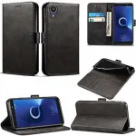 alcatel 3L (2021) in  Black - with Magnetic Closure, Stand Function and Card Slot - Wallet Heavy Duty Protective Shock Resistant Flip Cover Wallet Case Cover Pouch PU Leather Flip