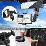 Phone Car Holder 360 Rotating Rear View Mirror Phone Mount Universal Holder for All Smartphones